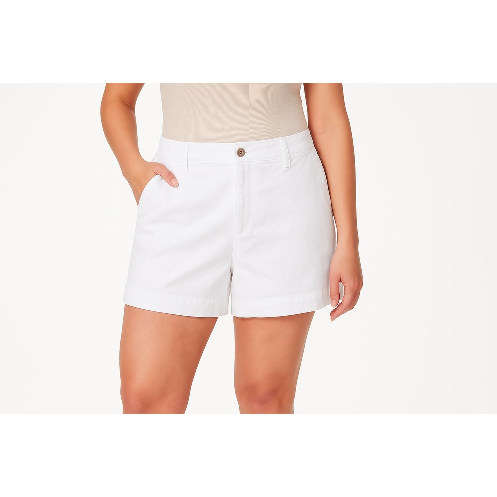 LOFT Shorts Womens 14 White High Waisted Washed Twill Button Casual Summer